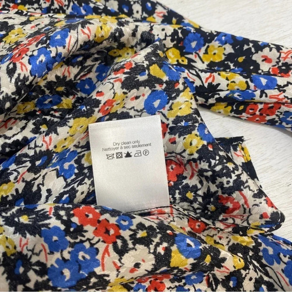 Veronica Beard Mena Gathered Floral Puff Sleeve Top Silk 0 Mock Neck - Picture 12 of 13